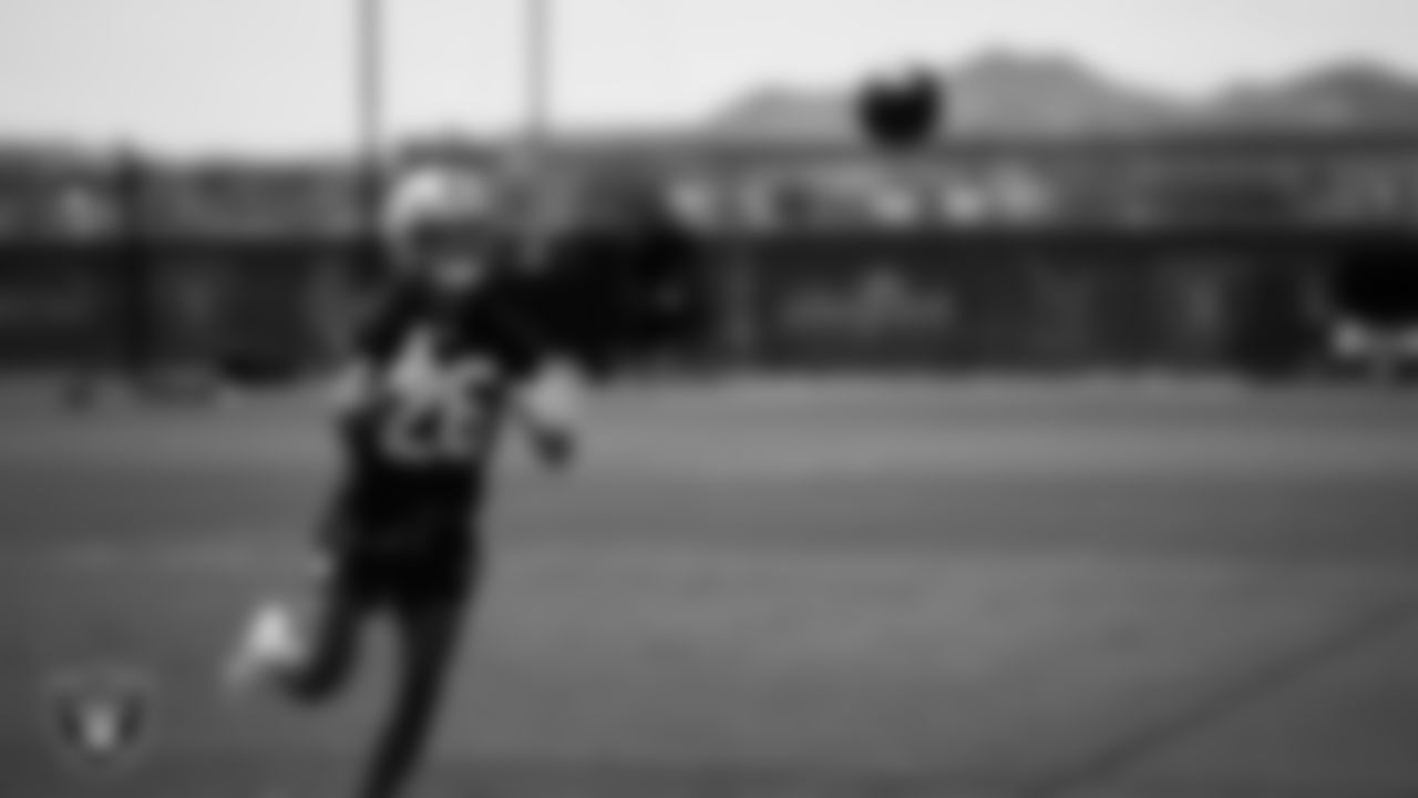 Las Vegas Raiders cornerback Darien Porter (26) at an Organized Team Activity (OTA) at Intermountain Health Performance Center.