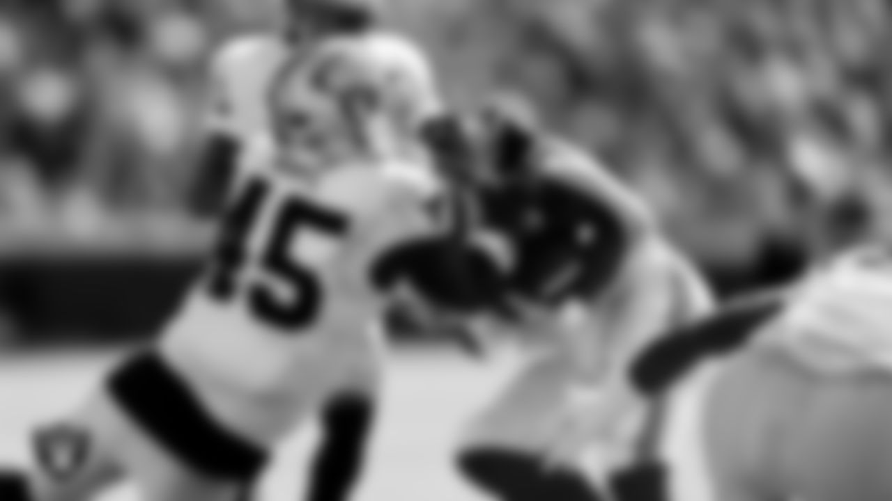 Las Vegas Raiders linebacker Devin White (45) during the regular season away game against the Kansas City Chiefs at GEHA Field at Arrowhead Stadium.