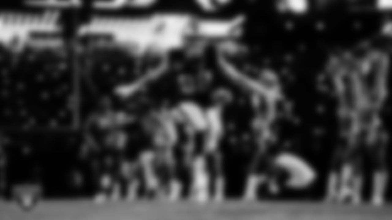 Las Vegas Raiders defensive end Maxx Crosby (98) is introduced onto the field before the regular season home game against the Dallas Cowboys at Allegiant Stadium.