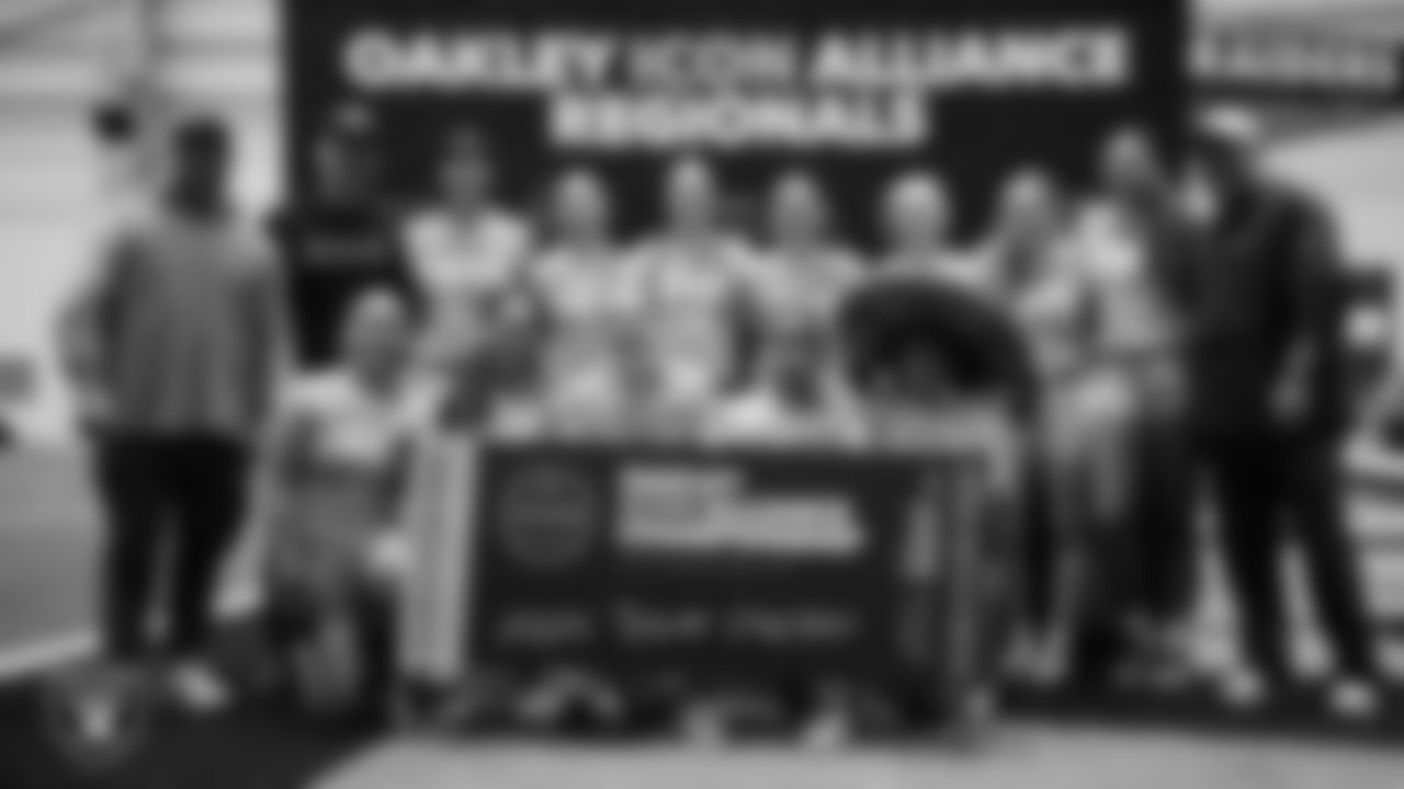 The Conquer Chargers flag football team poses for a photo after winning their way to the 2026 Oakley Icon Alliance Championship.