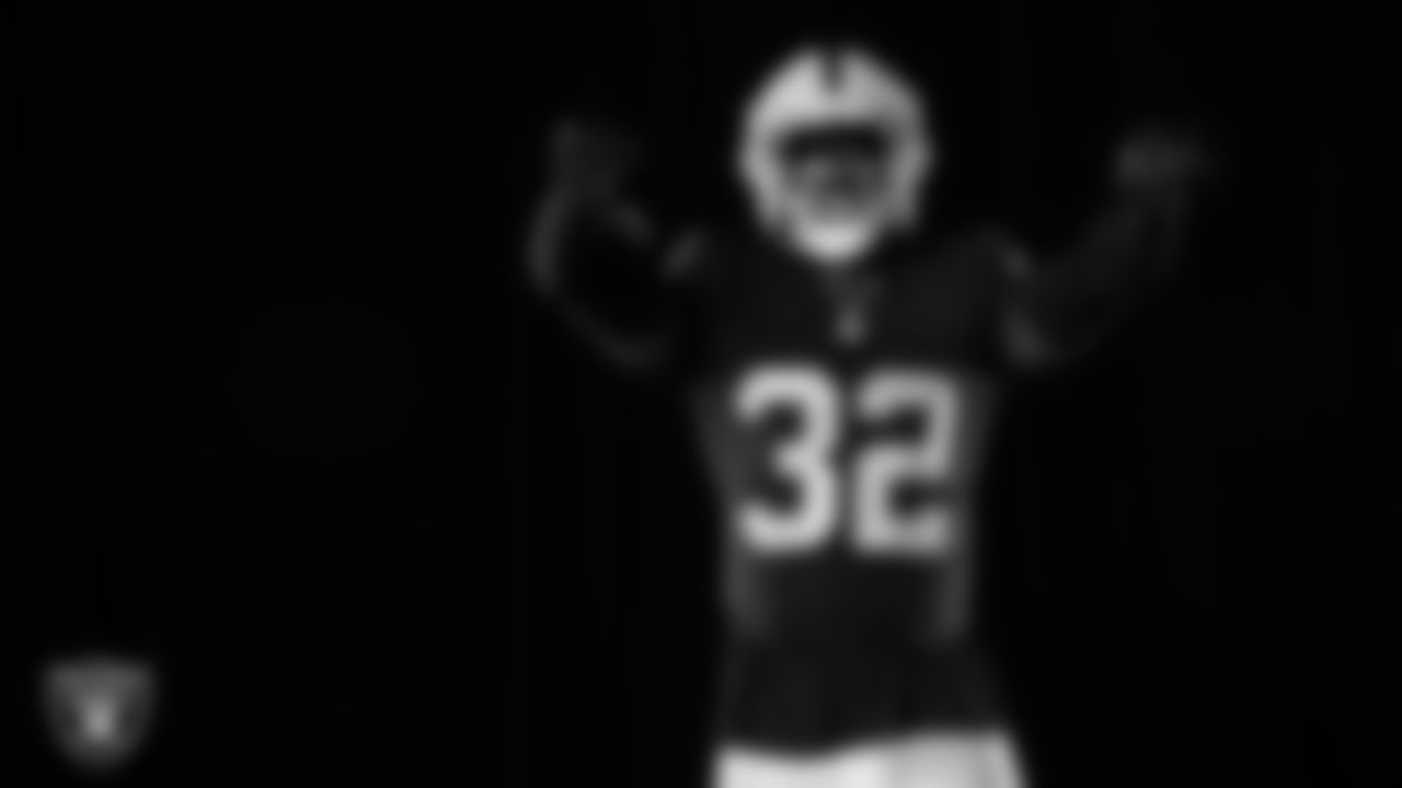 Las Vegas Raiders safety Lonnie Johnson Jr. (32) poses for a photo at the 2025 Raiders Media Day.