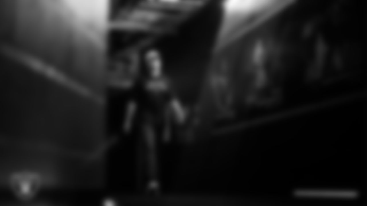 Las Vegas Raiders wide receiver Alex Bachman (81) arrives to the regular season home game against the Kansas City Chiefs at Allegiant Stadium.