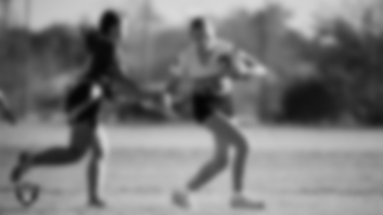 Ralph Cadwallader Middle School hosts Charles Hughes Middle School during the Las Vegas Raiders' Middle School Flag Football Showcase game at Ralph Cadwallader Middle School.