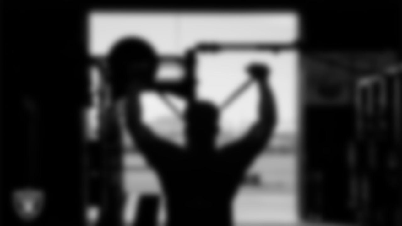 Las Vegas Raiders running back Raheem Mostert (31) at a workout during phase one of the offseason program at Intermountain Health Performance Center.
