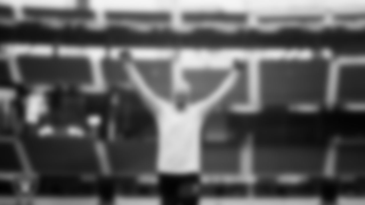 Las Vegas Raiders long snapper Jacob Bobenmoyer (50) warming up before the regular season away game against the Los Angeles Chargers at SoFi Stadium.