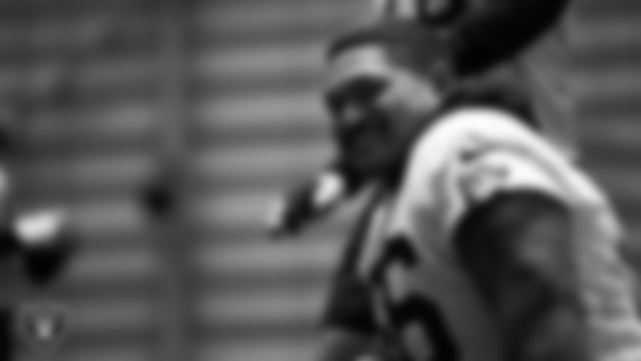 Las Vegas Raiders guard Atonio Mafi (56) during practice at Intermountain Health Performance Center.