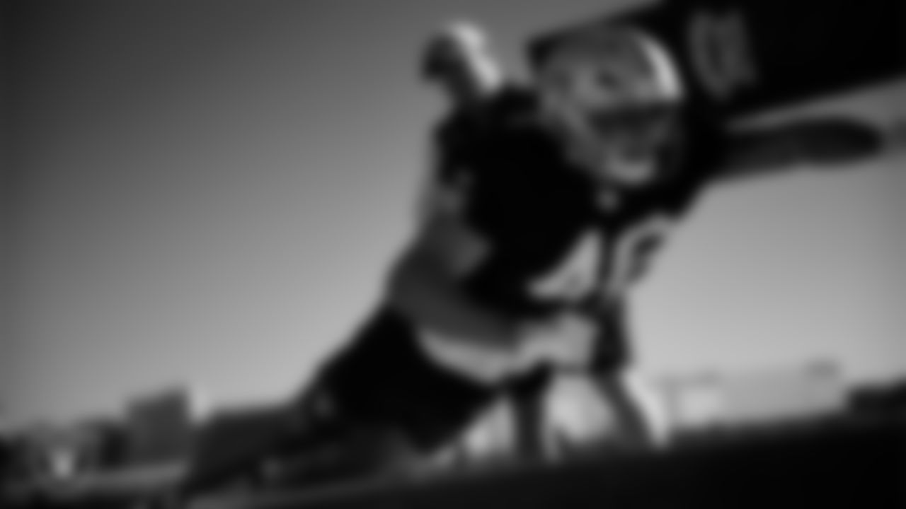 Las Vegas Raiders tight end Carter Runyon (46) during practice at Intermountain Health Performance Center.