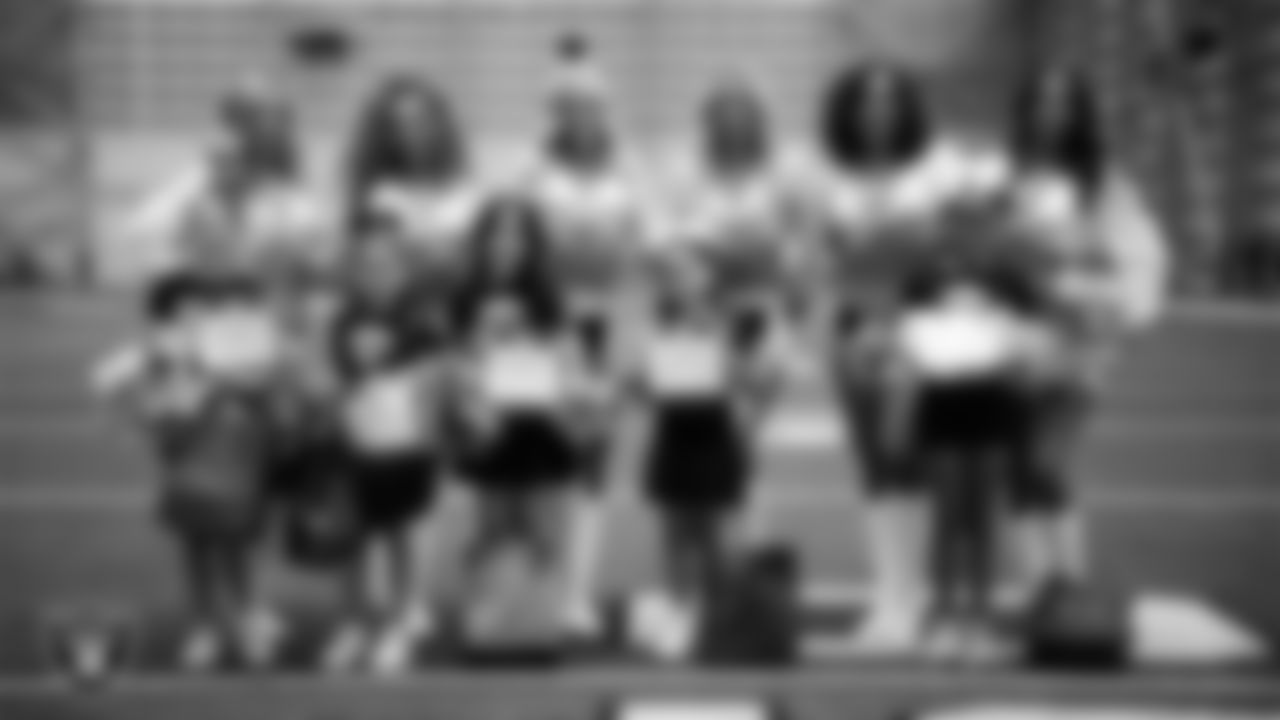 Raiderettes Taylor, Lexie, Kennedy, Delaney, Makenna and Reagan pose for a photo with the Dancers of the Week during day three of summer camp at Intermountain Health Performance Center.
