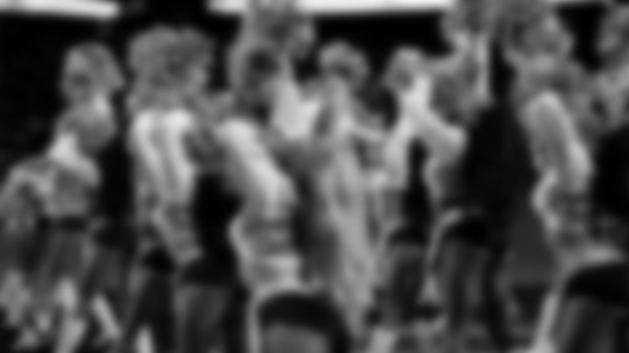 Raiderette Pip performs on the field during the regular season home game against the Dallas Cowboys at Allegiant Stadium.