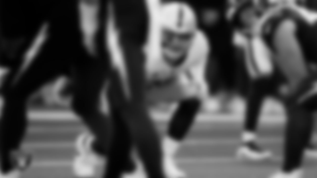 Las Vegas Raiders defensive end Maxx Crosby (98) lines up before the snap during the regular season away game against the Los Angeles Chargers at SoFi Stadium.