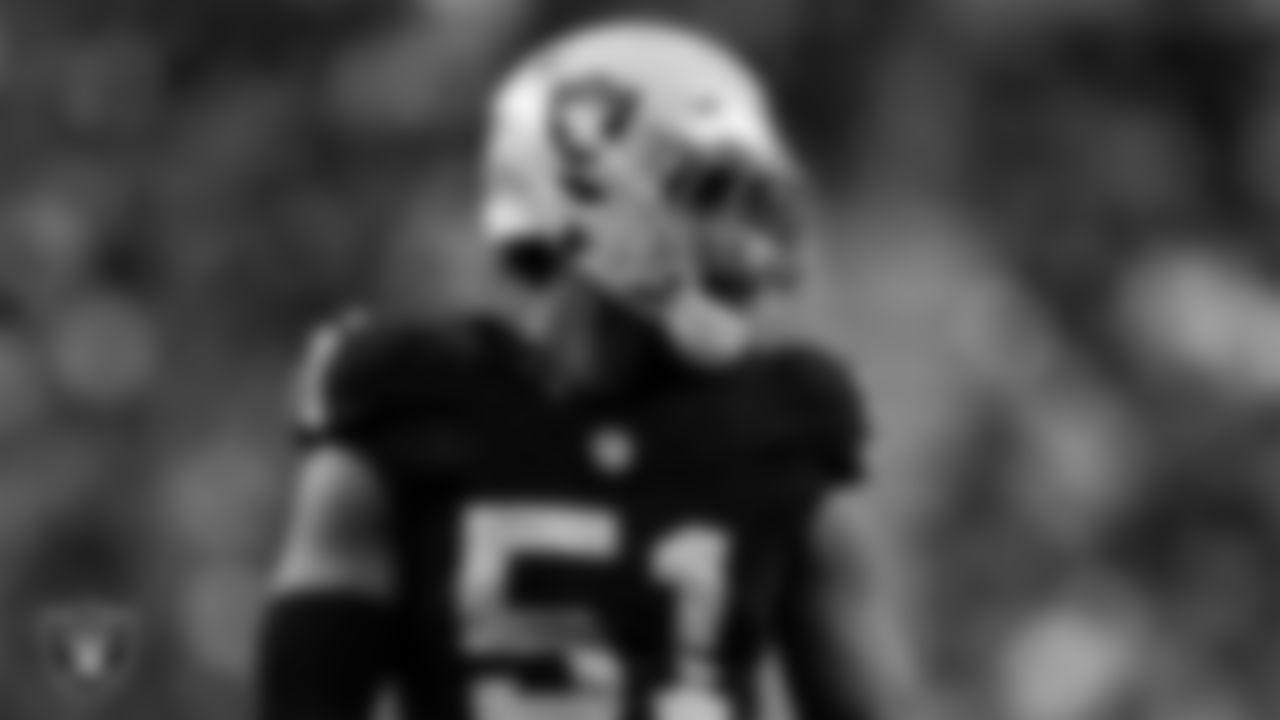 Las Vegas Raiders defensive end Malcolm Koonce (51) during the regular season home game against the Cleveland Browns at Allegiant Stadium.