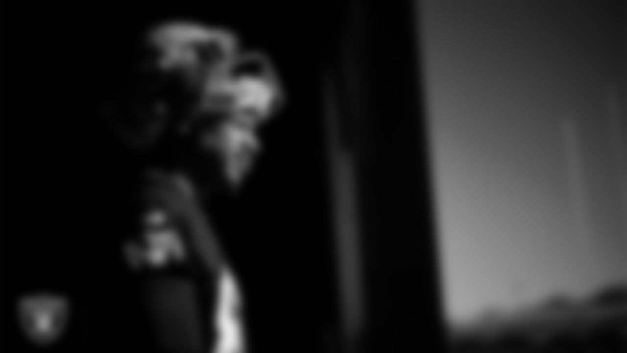 Las Vegas Raiders wide receiver Brenden Rice (82) walks out to the field for practice at Intermountain Health Performance Center.