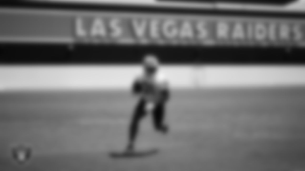 Las Vegas Raiders running back Raheem Mostert (31) on the field for mandatory minicamp at Intermountain Health Performance Center.