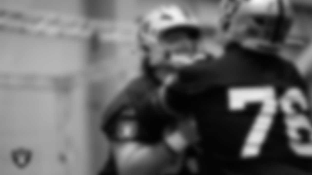 Las Vegas Raiders guard Alex Cappa (65) during practice at Intermountain Health Performance Center.