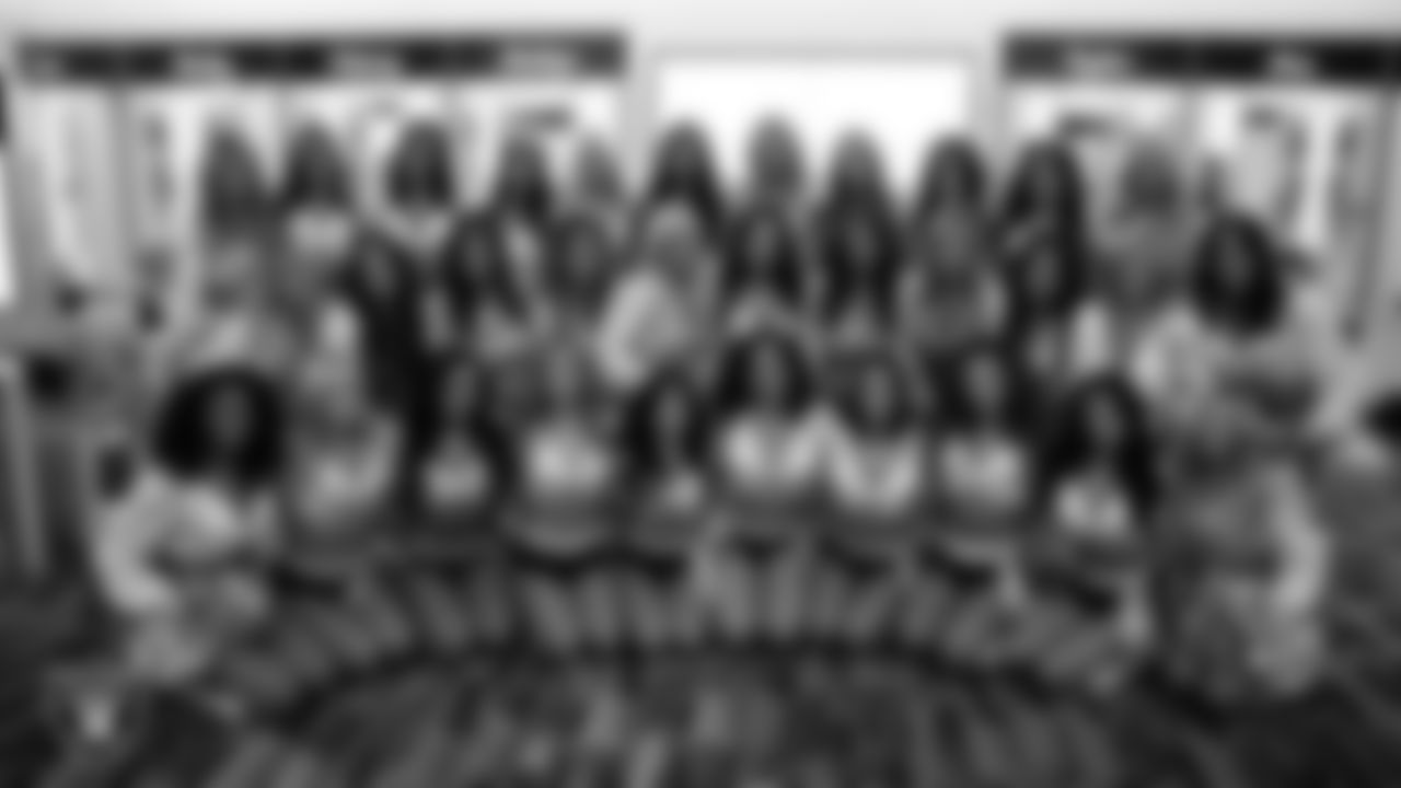 The Raiderettes in the locker room before the regular season home game against the Kansas City Chiefs at Allegiant Stadium.