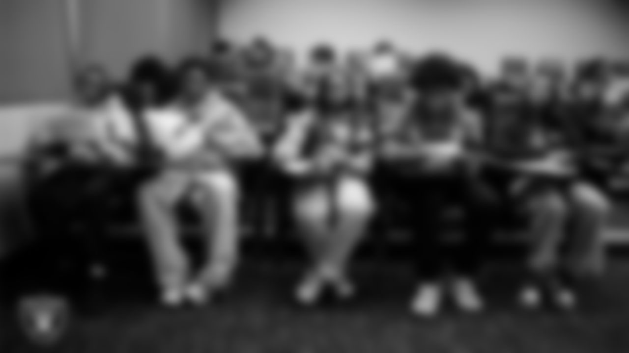 Students work through a Career Kickoff Planning Workshop during the Employee Resource Group Mentorship Program at Las Vegas Raiders Headquarters.