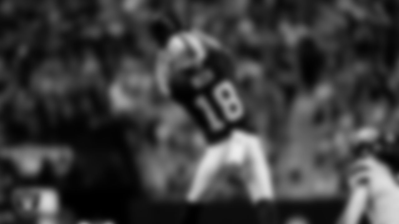 Las Vegas Raiders wide receiver Jack Bech (18) during the regular season home game against the Denver Broncos at Allegiant Stadium.