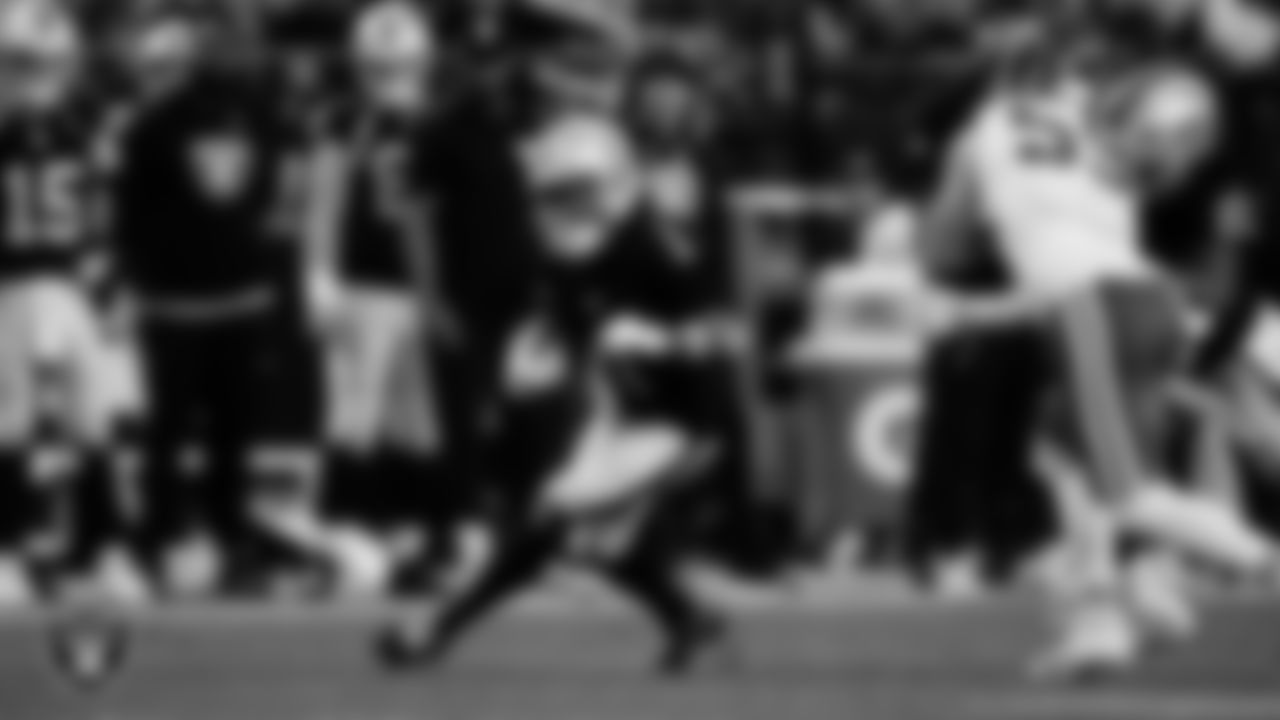 Las Vegas Raiders wide receiver Tre Tucker (1) during the regular season home game against the Kansas City Chiefs at Allegiant Stadium.