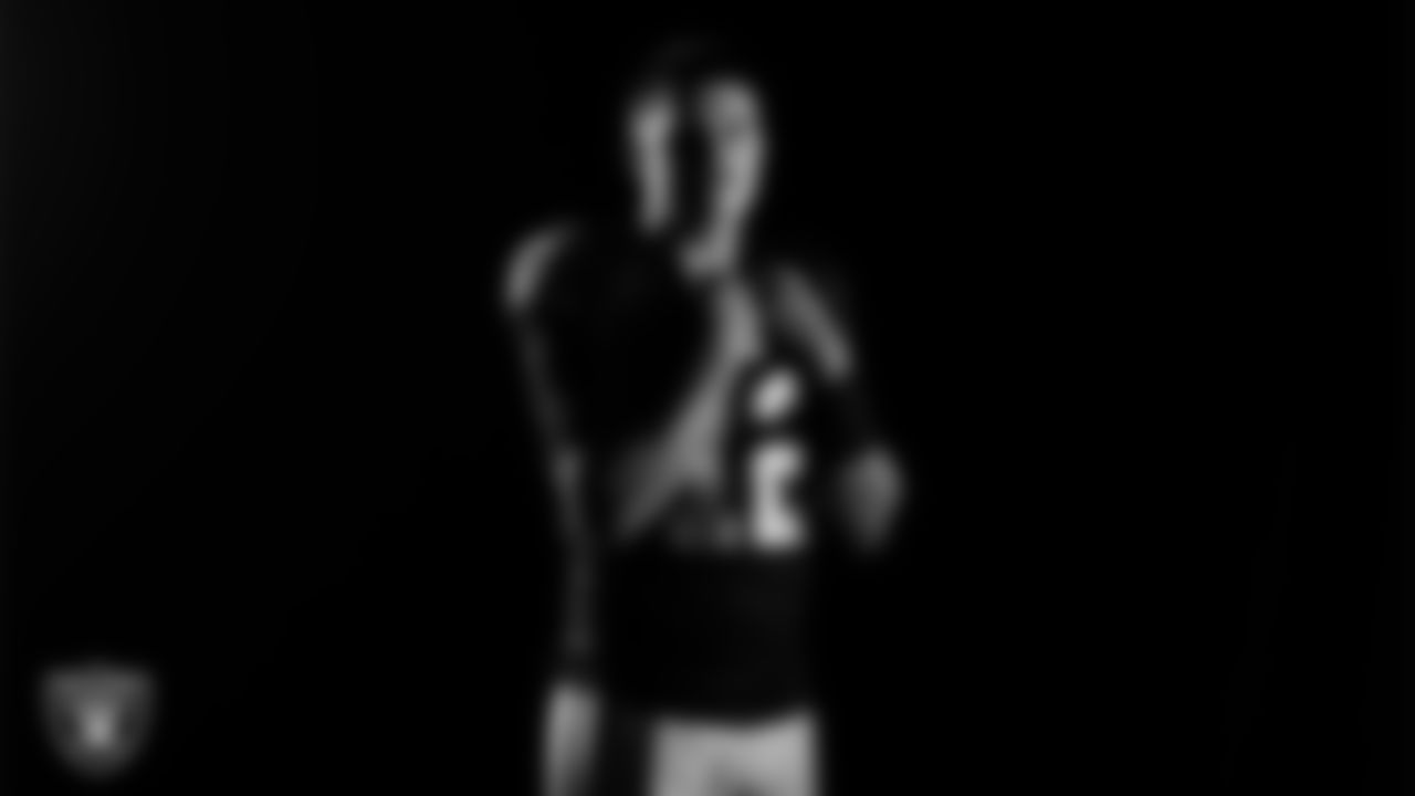 Las Vegas Raiders quarterback Aidan O'Connell (12) poses for a photo at the 2025 Raiders Media Day.