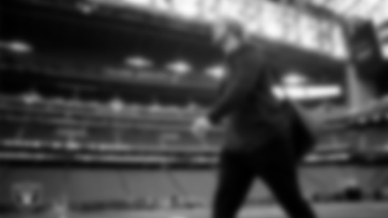 Las Vegas Raiders guard Alex Cappa (65) arrives to the regular season away game against the Houston Texans at NRG Stadium.