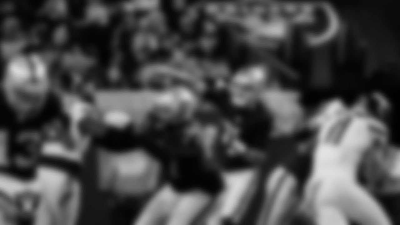 Las Vegas Raiders quarterback Aidan O'Connell (4) during the regular season home game against the New York Jets at Allegiant Stadium.