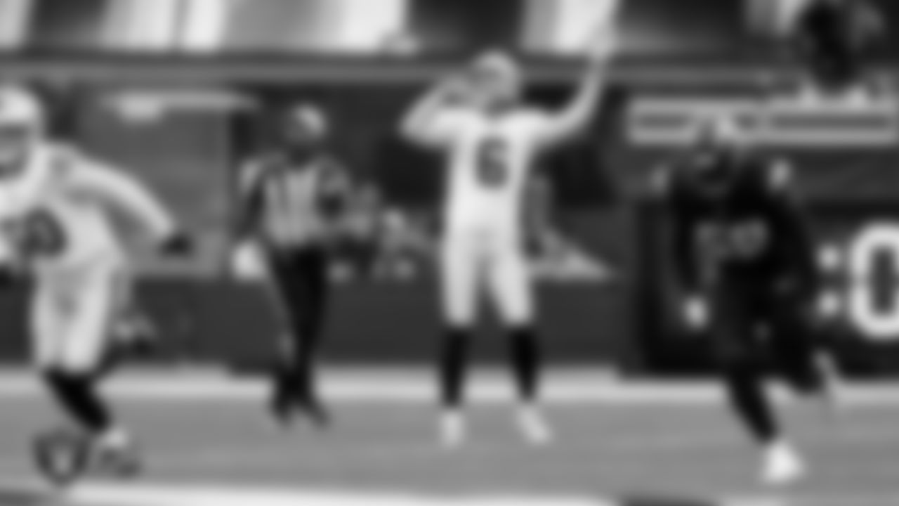 Las Vegas Raiders punter AJ Cole (6) during the regular season away game against the Los Angeles Chargers at SoFi Stadium.