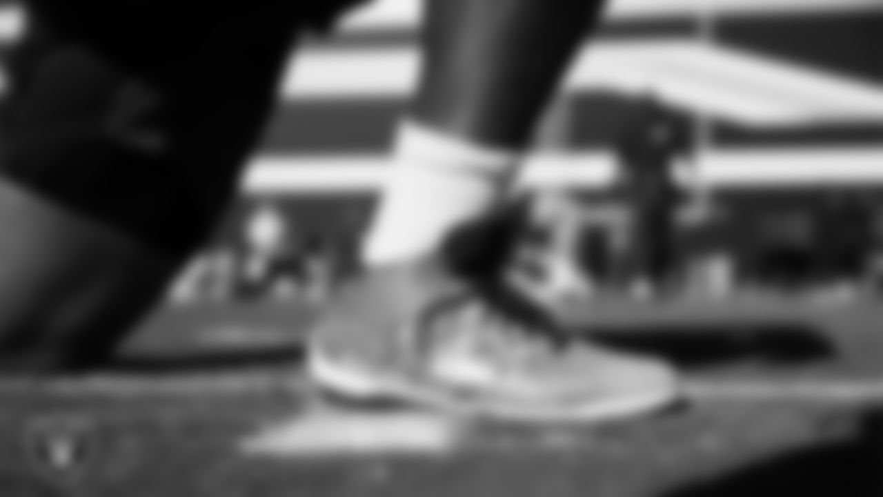 Las Vegas Raiders defensive tackle Thomas Booker IV (99) during practice at Intermountain Health Performance Center.