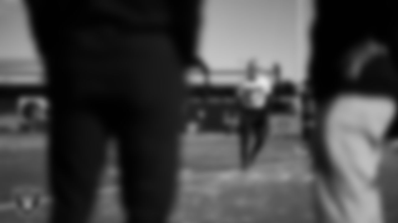 Las Vegas Raiders safety Tristin McCollum (27) during practice at Intermountain Health Performance Center.