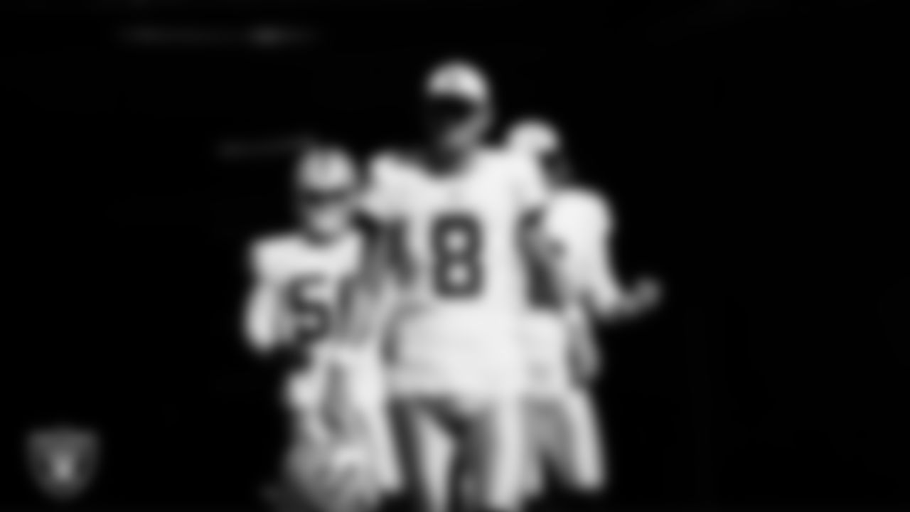 Las Vegas Raiders kicker Daniel Carlson (8) walks down the tunnel before the preseason away game against the Seattle Seahawks at Lumen Field.