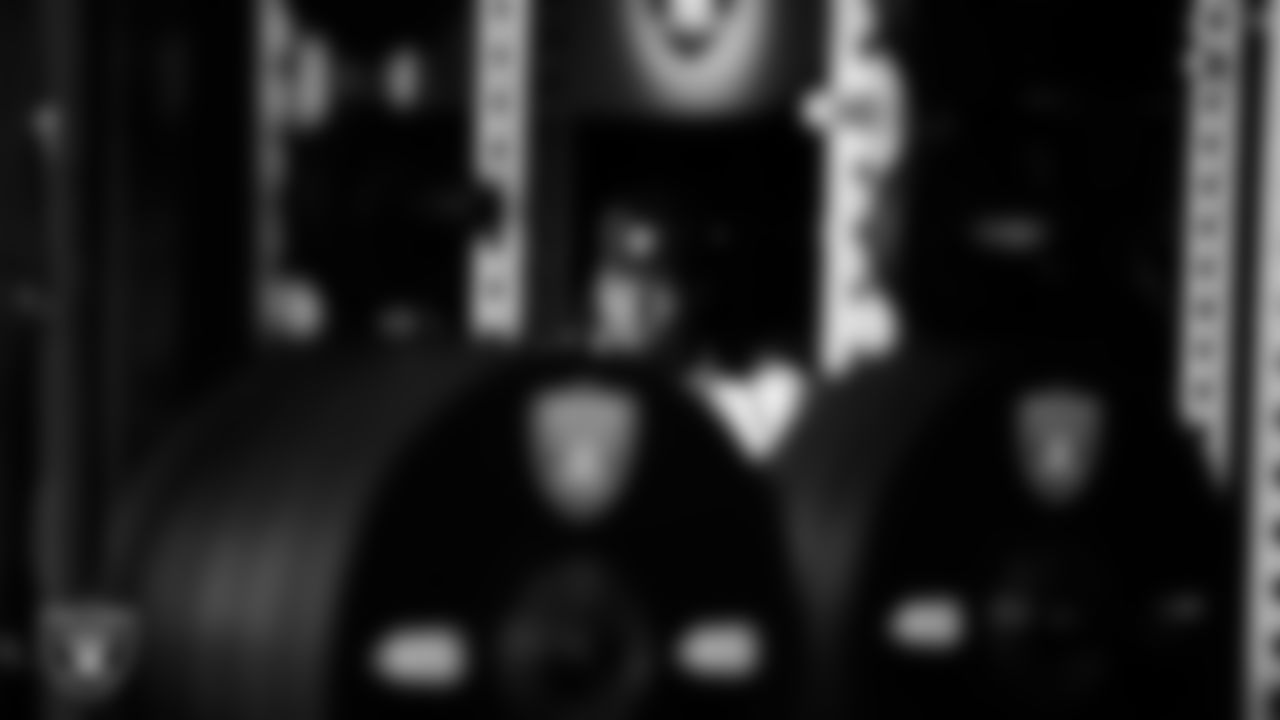 Las Vegas Raiders defensive tackle Tonka Hemingway (97) in the weight room during practice at Intermountain Health Performance Center.