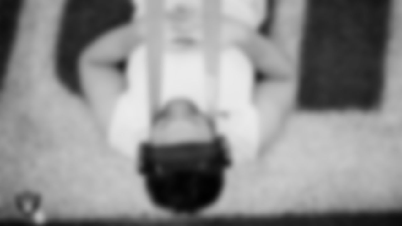 Las Vegas Raiders running back Dylan Laube (23) warming up before the regular season away game against the Los Angeles Chargers at SoFi Stadium.