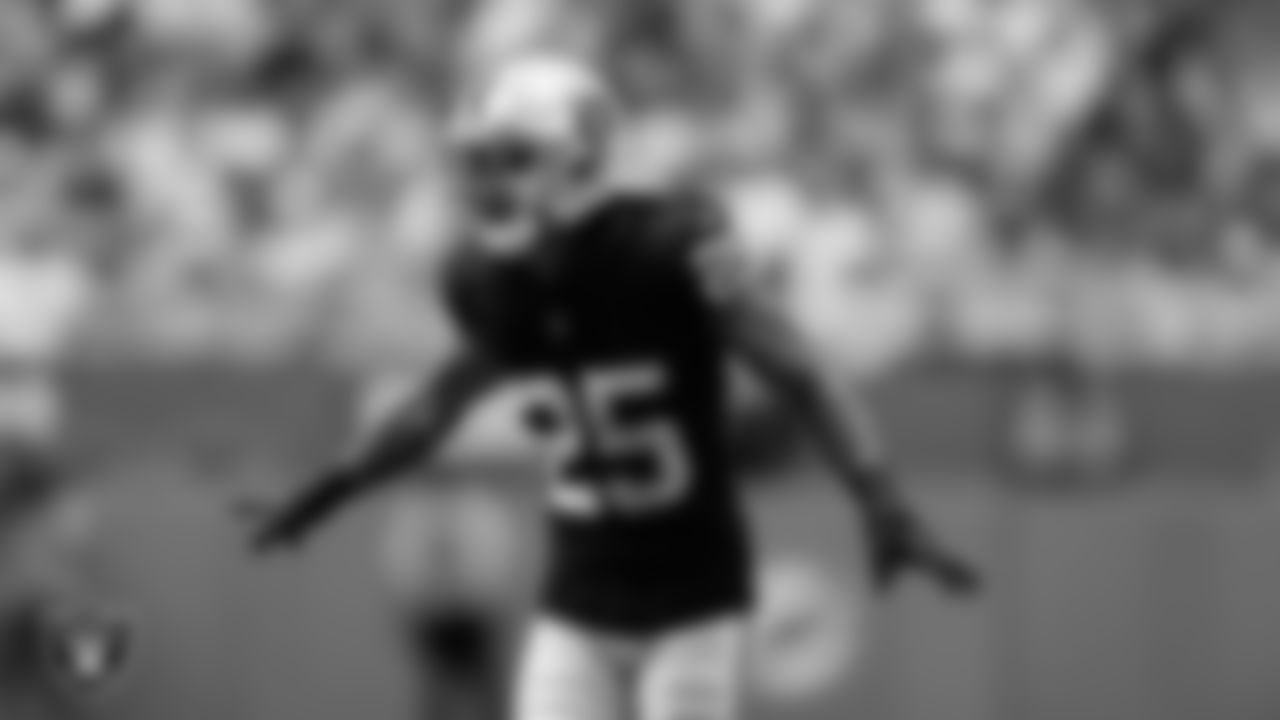 Las Vegas Raiders safety Tre'von Moehrig (25) during the regular season game against the Miami Dolphins at Hard Rock Stadium.