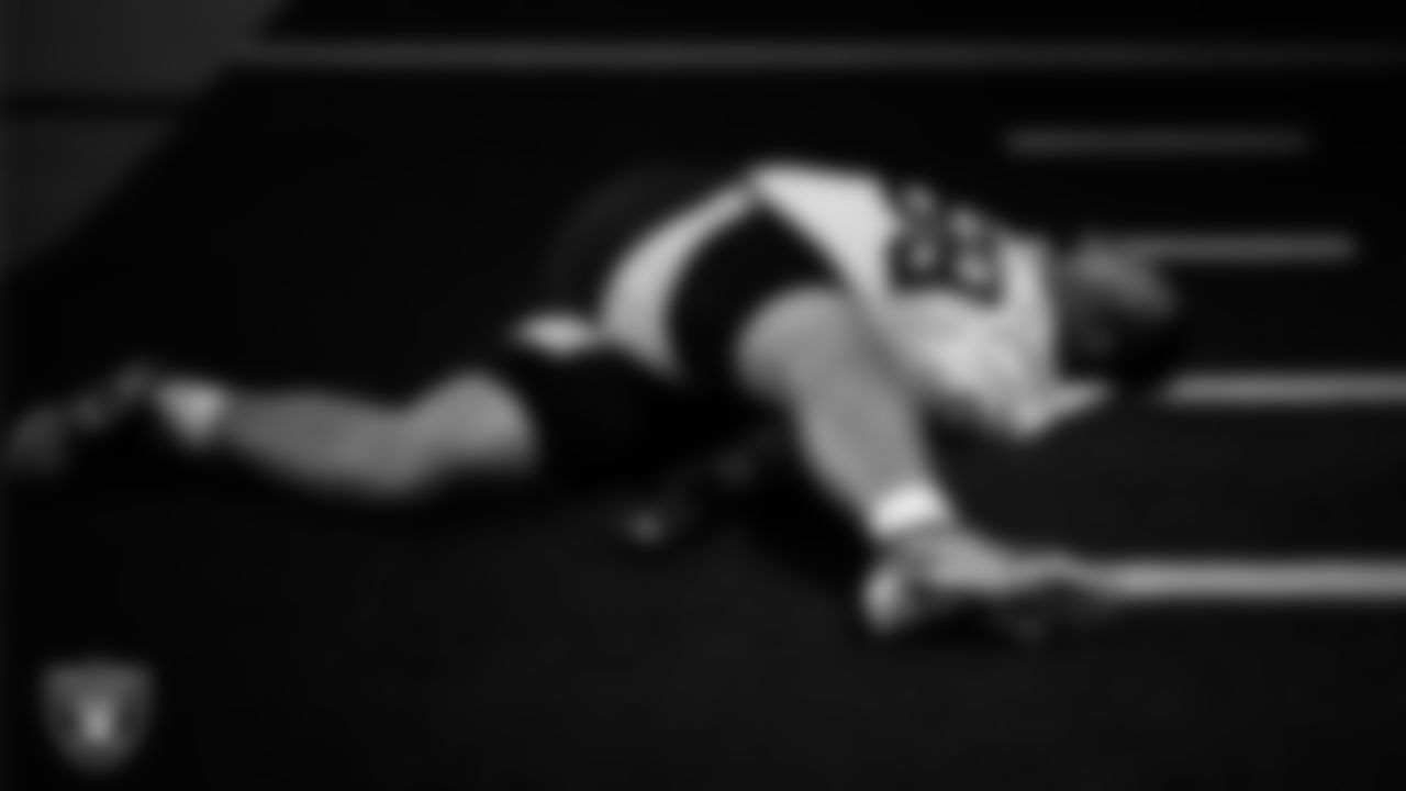 Las Vegas Raiders defensive tackle Treven Ma'ae (68) in the weight room during practice at Intermountain Health Performance Center.