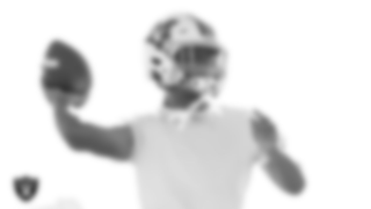 A Mojave High School football player during practice at Mojave High School.