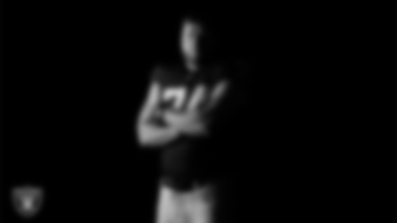 Las Vegas Raiders tackle Kolton Miller (74) poses for a photo at the 2025 Raiders Media Day.