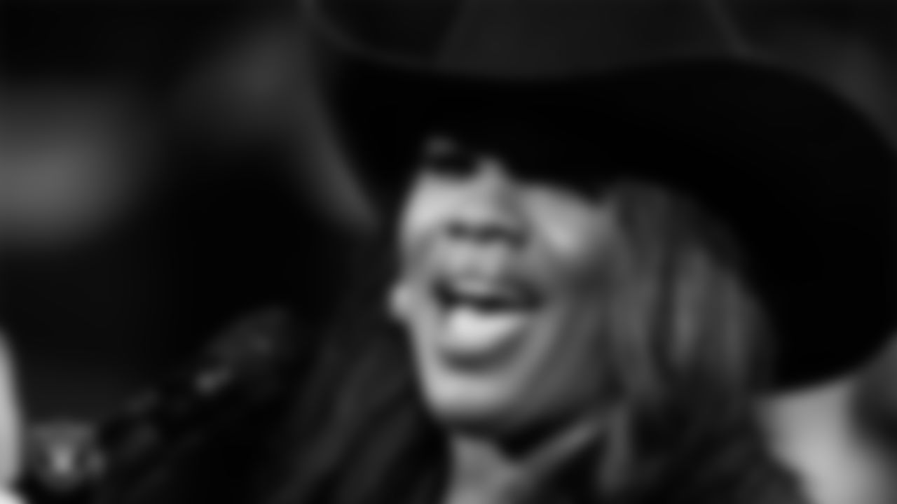 Musical duo The War and Treaty performs the national anthem before the Las Vegas Raiders' regular season home game against the Dallas Cowboys at Allegiant Stadium.