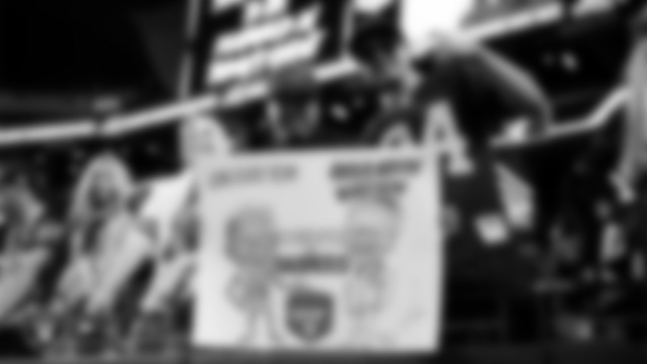 Fans before the Las Vegas Raiders' regular season home game against the Dallas Cowboys at Allegiant Stadium.