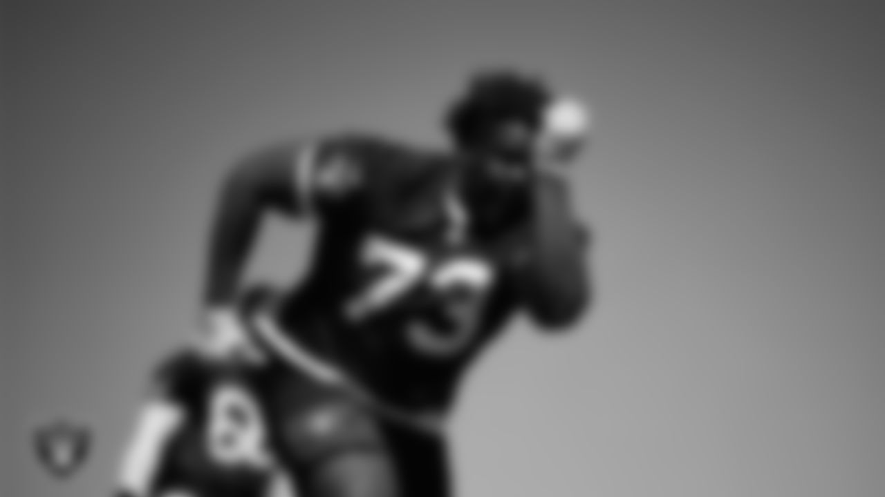 Las Vegas Raiders defensive tackle Tank Booker (73) at a workout during phase two of the offseason program at Intermountain Health Performance Center.
