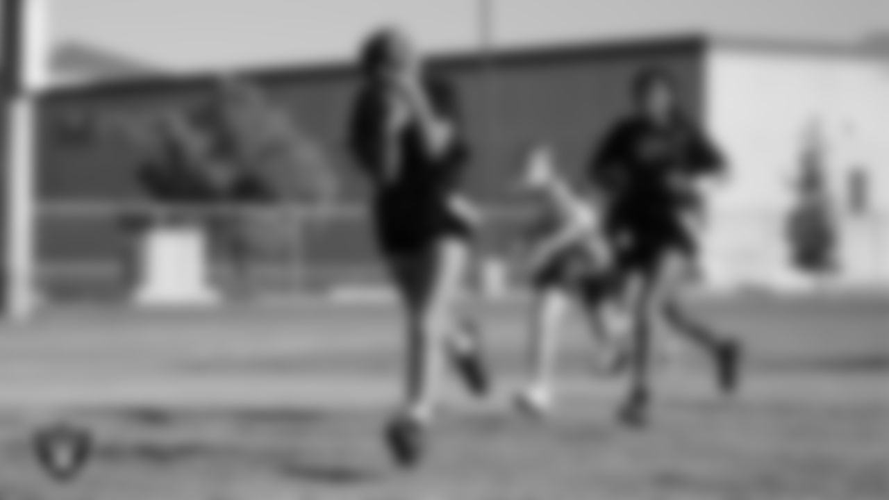 Charles Silvestri Junior High School hosts Thurman White Middle School during the Las Vegas Raiders' Middle School Flag Football Showcase game at Charles Silvestri Junior High School.