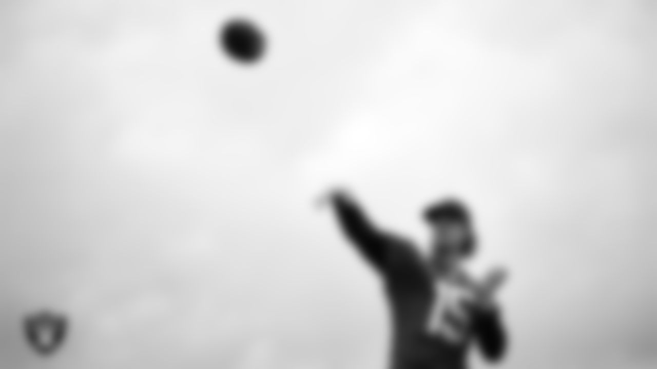 Las Vegas Raiders quarterback Kenny Pickett (15) during practice at Intermountain Health Performance Center.