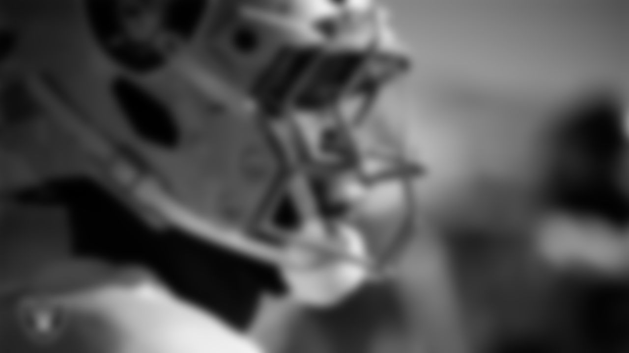 Las Vegas Raiders safety Jeremy Chinn (11) during practice at Intermountain Health Performance Center.