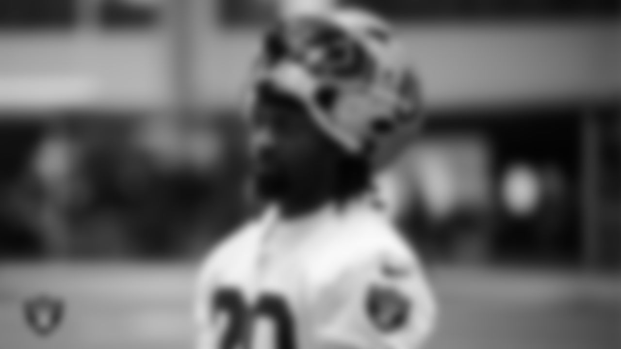 Las Vegas Raiders safety Chris Smith II (29) during practice at Intermountain Health Performance Center.