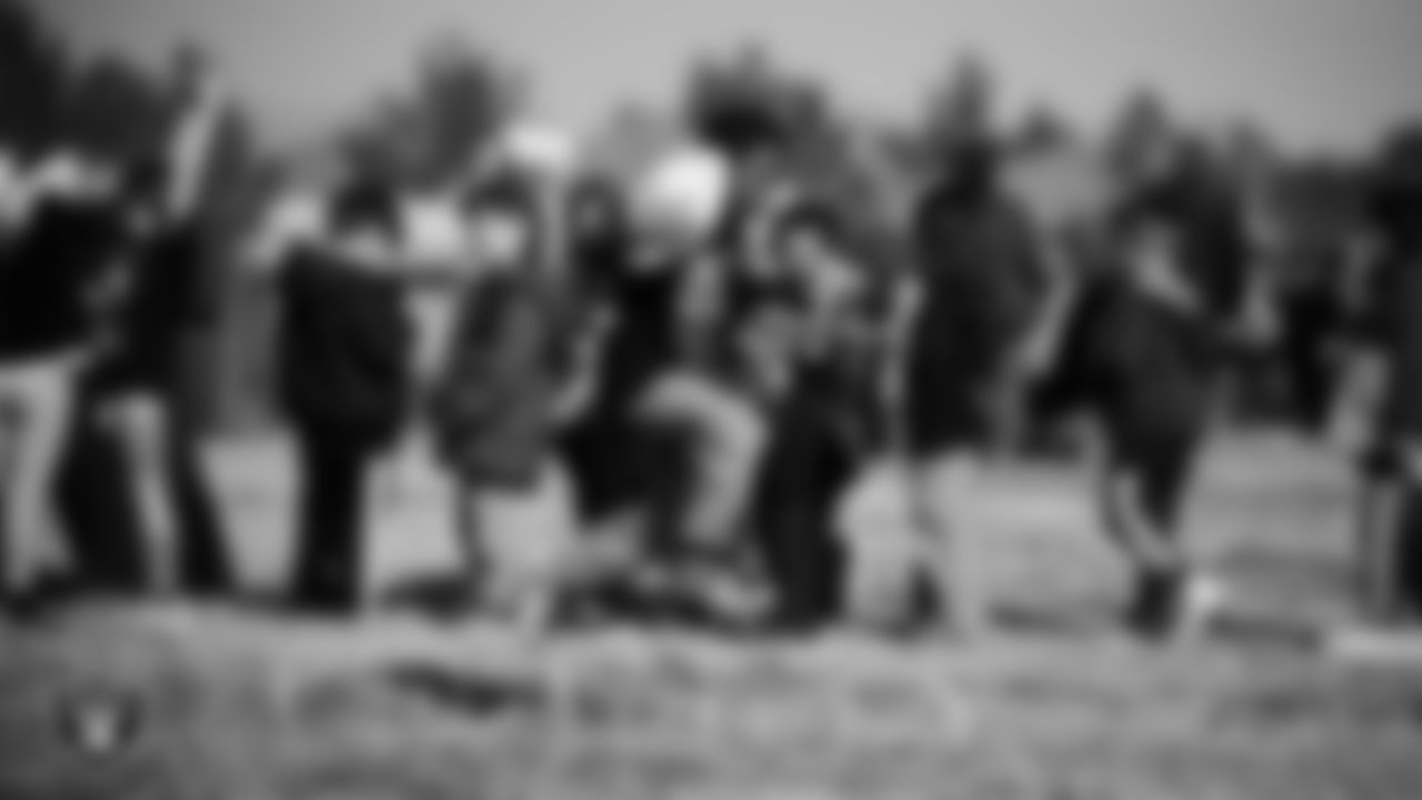 Students participate in a Raiders Junior Training Camp during a Raiders Spirit Day at Richard H. Bryan Elementary School.