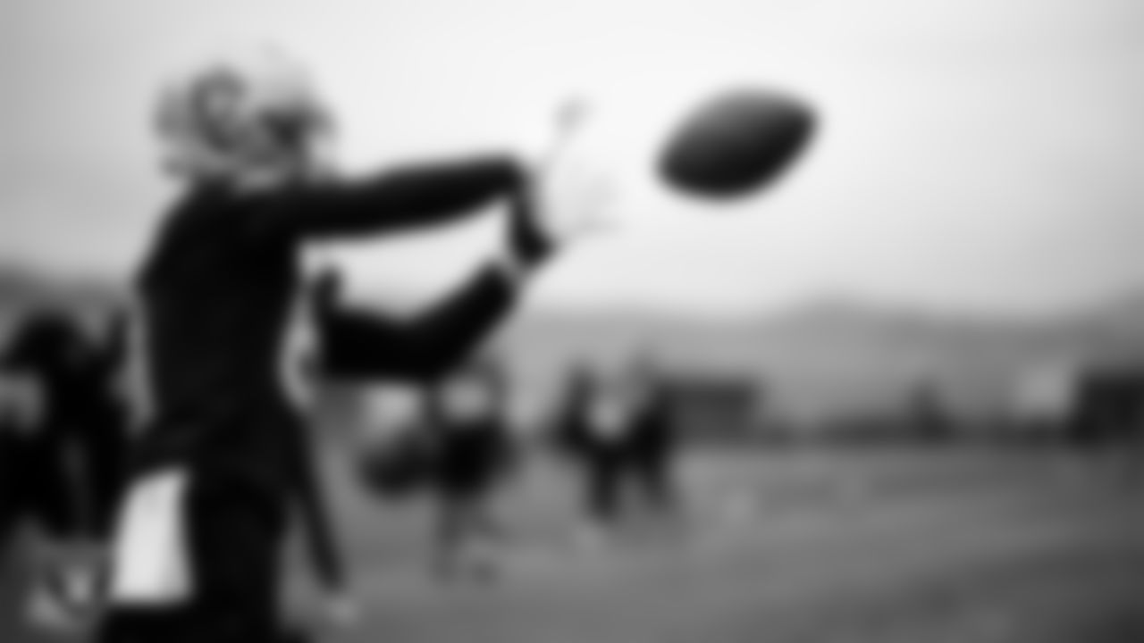 Las Vegas Raiders wide receiver Alex Bachman (81) during practice at Intermountain Health Performance Center.