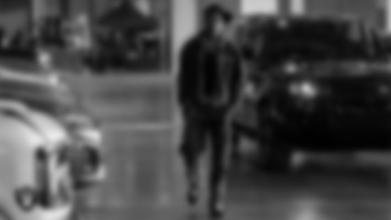 Las Vegas Raiders cornerback Decamerion Richardson (25) arrives to the regular season home game against the Kansas City Chiefs at Allegiant Stadium.