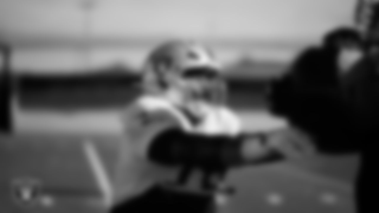 Las Vegas Raiders guard Caleb Rogers (76) during practice at Intermountain Health Performance Center.