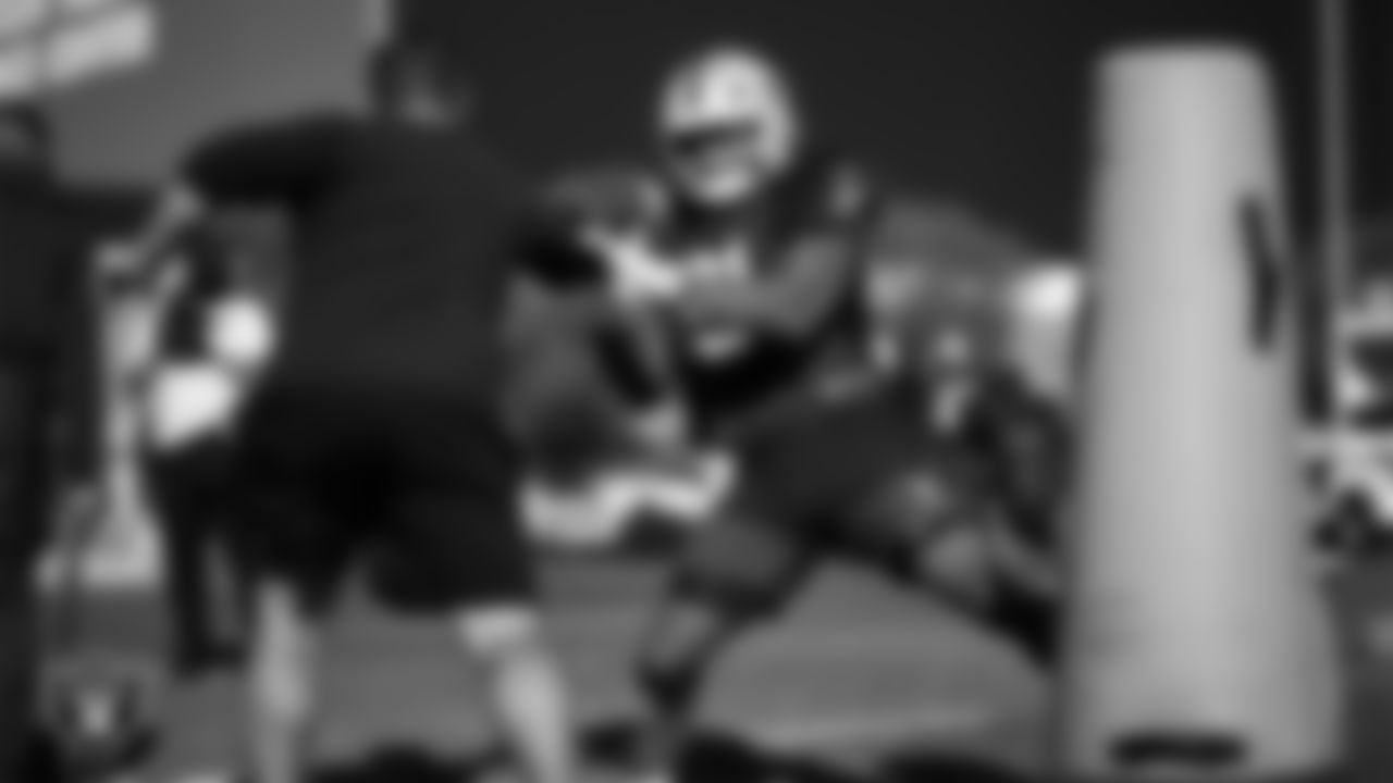 Las Vegas Raiders defensive end Jahfari Harvey (91) during practice at Intermountain Health Performance Center.