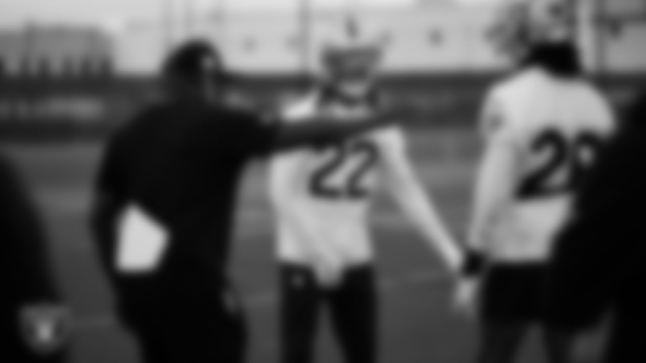 Las Vegas Raiders cornerback Eric Stokes (22) during practice at Intermountain Health Performance Center.