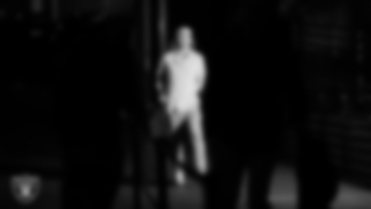 Las Vegas Raiders punter AJ Cole (6) arrives to the regular season home game against the Jacksonville Jaguars at Allegiant Stadium.