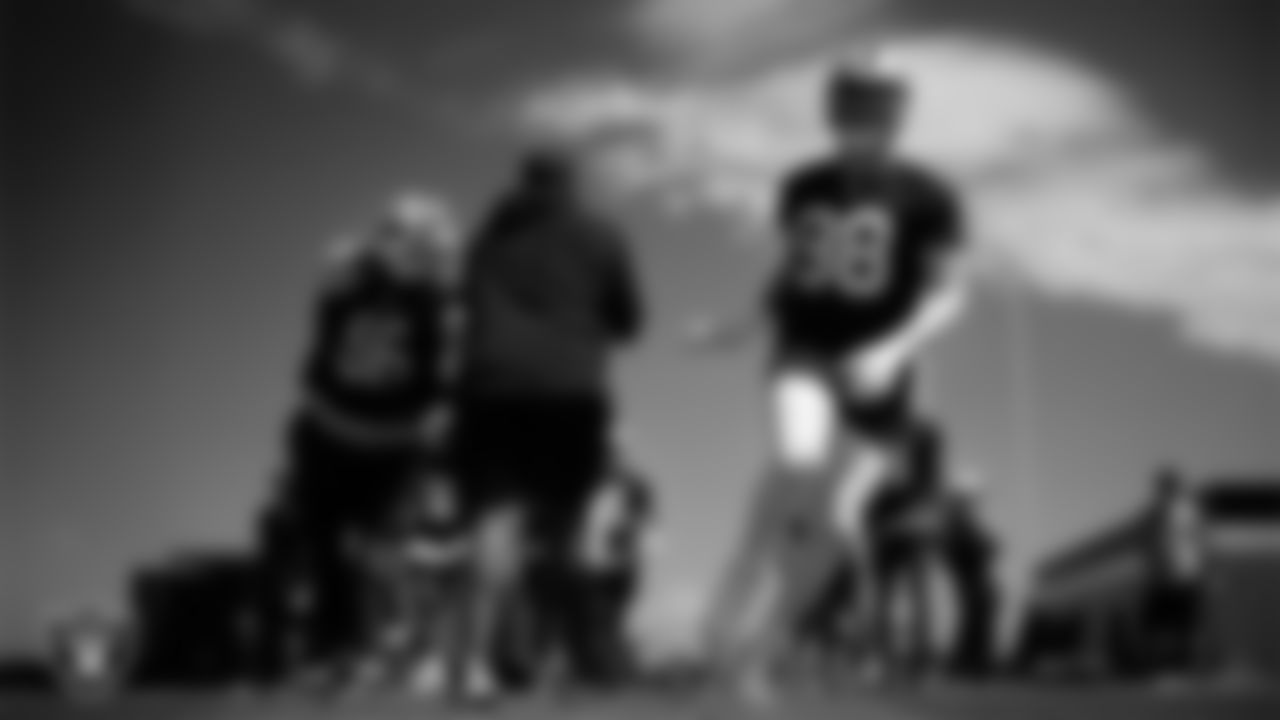 Las Vegas Raiders defensive tackle Jonah Laulu (96) and defensive end Maxx Crosby (98) at an Organized Team Activity (OTA) at Intermountain Health Performance Center.